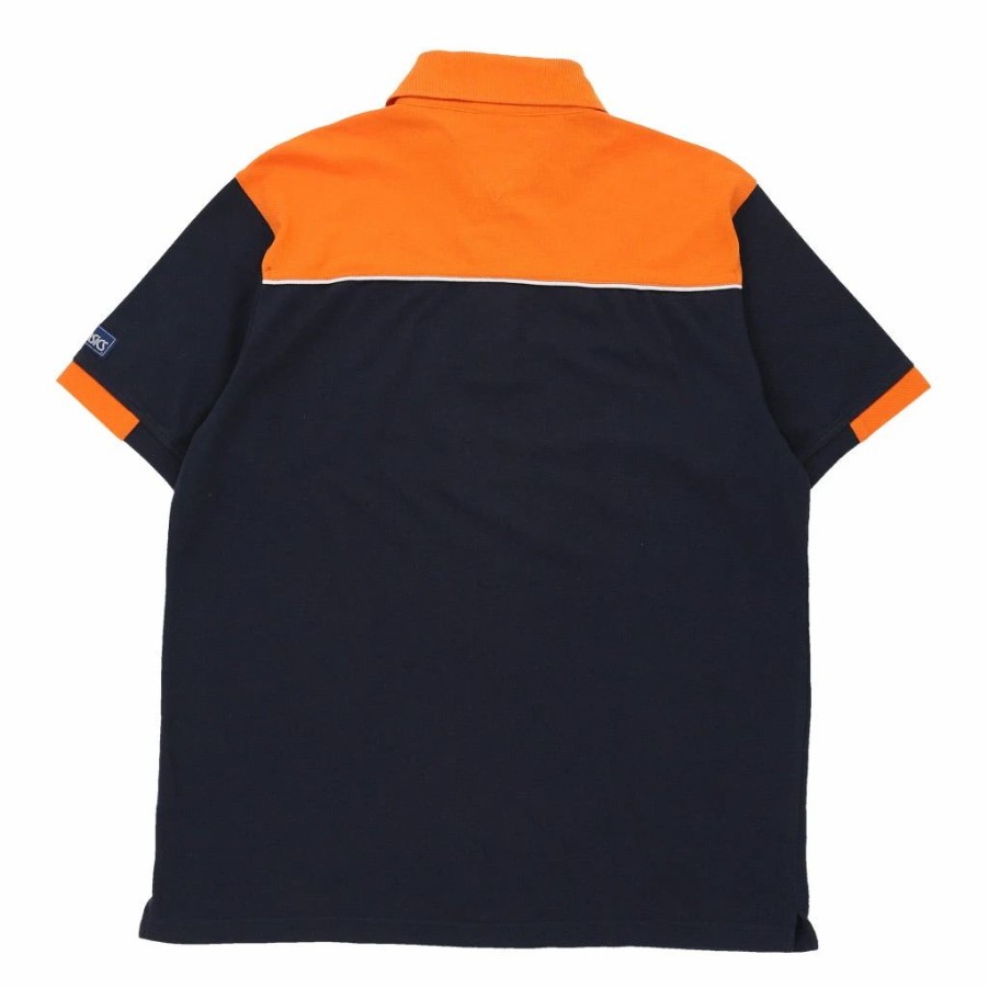 * Vintage Asics Polo Shirt Large Blue & Orange Cotton | Vintage Tops & T'S