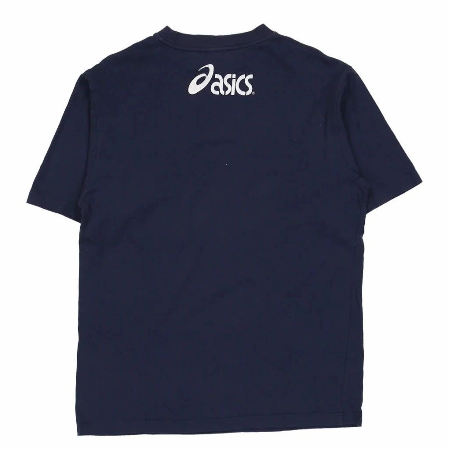 * Vintage Asics T-Shirt Large Navy Cotton | Vintage Tops & T'S