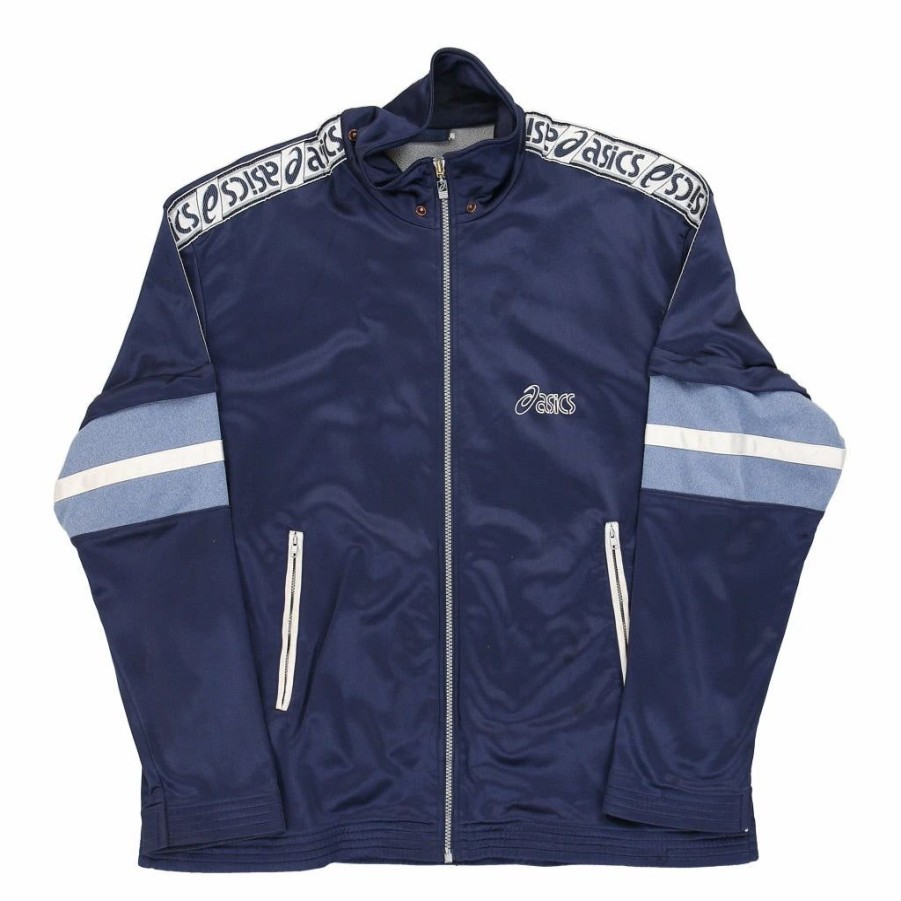 * Vintage Asics Track Jacket Xl Navy Polyester | Vintage Jackets & Coats