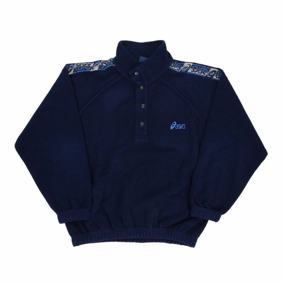 * Vintage Asics Fleece Large Blue Polyester | Vintage Sweatshirts & Jumpers