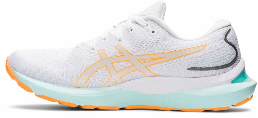 * Asics Women'S Gel-Cumulus 24 (100 White/Orange Pop) | Footwear